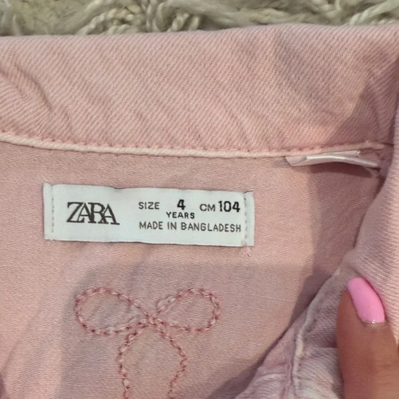 Zara Pink Short-Sleeve Button-Front Shirt Dress - Picture 2 of 3